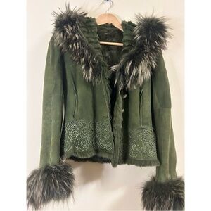 Italian Embroidered Lapin Shearling Jacket
